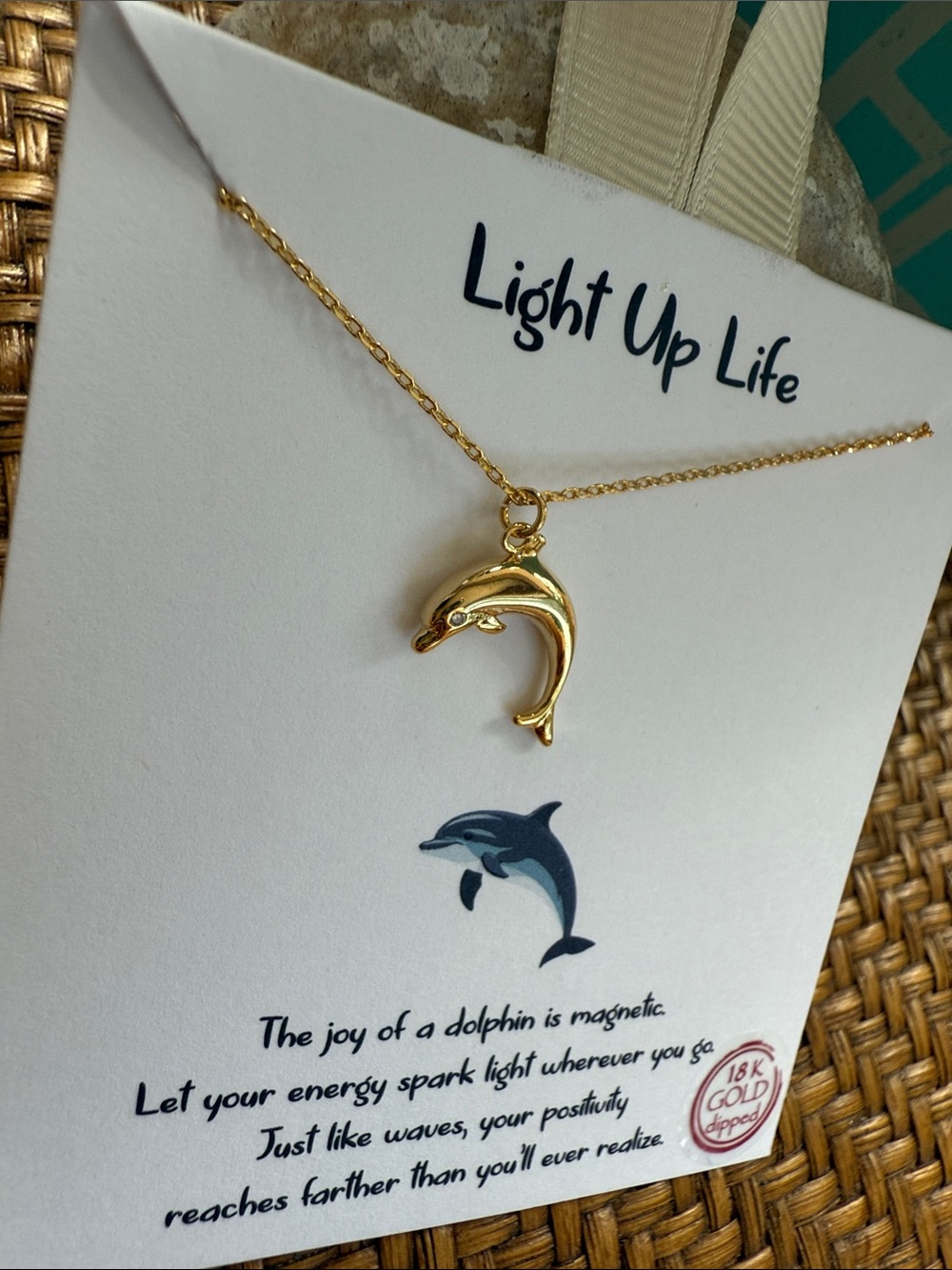 Gold Dolphin Pendant Necklace - Gold - Picture 2 of 8